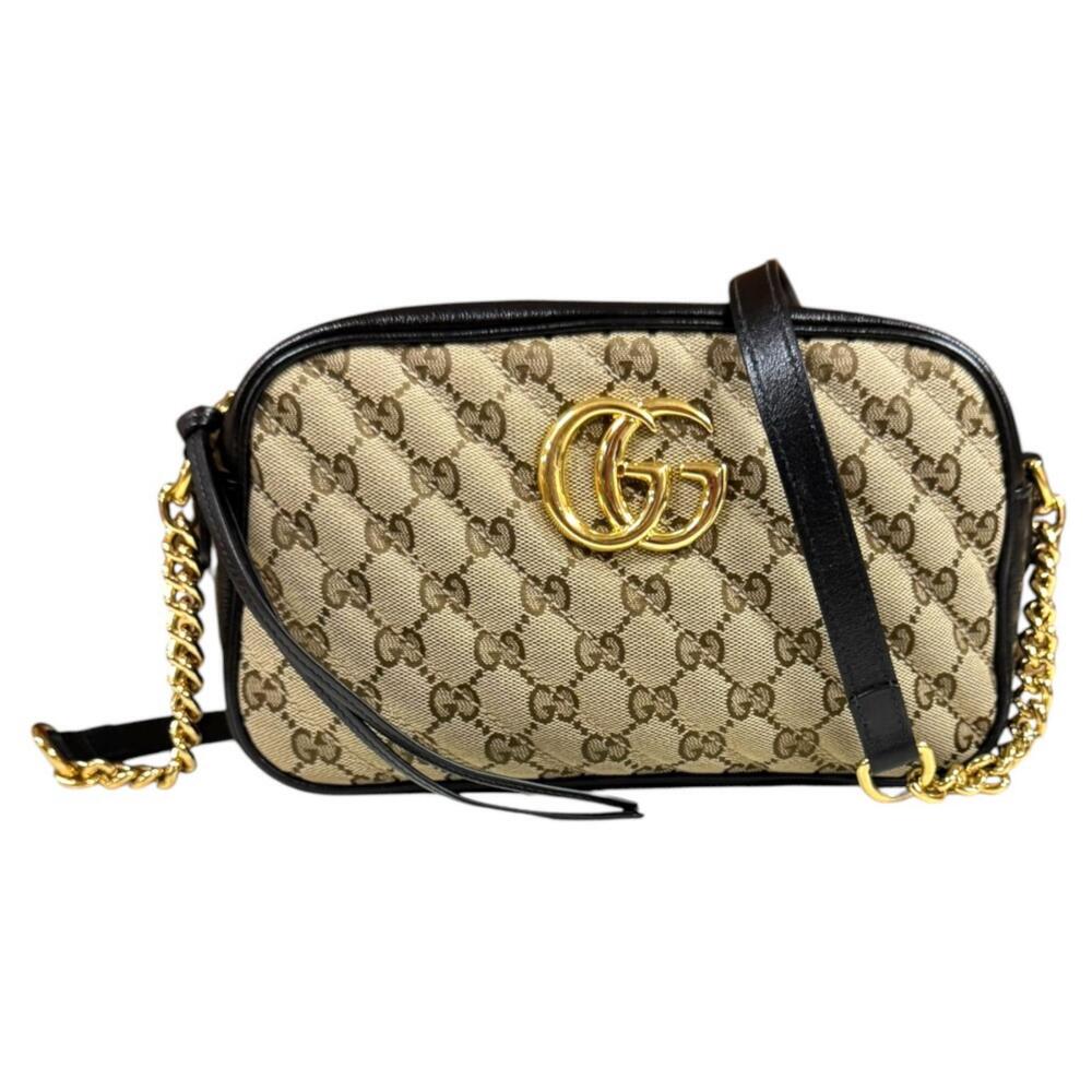 Gucci GG Marmont Canvas Chain Shoulder Bag Black